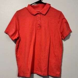 USED Woman's Kim Rogers Short Sleeve Polo Shirt Color Orange/Peach Size Medium